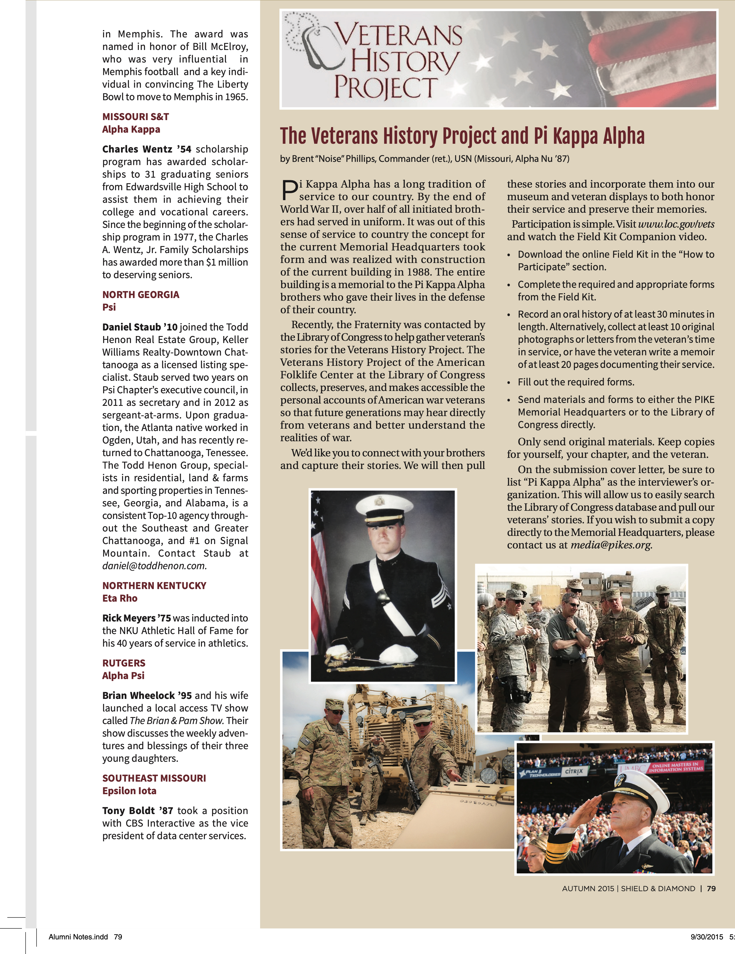 The Veterans History Project and Pi Kappa Alpha